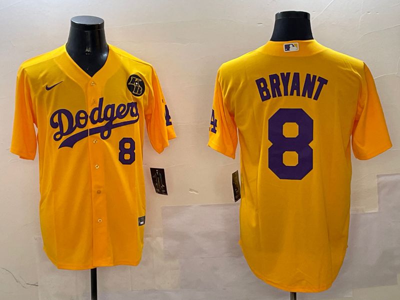 Men Los Angeles Dodgers #8 Bryant Yellow Game 2025 Nike MLB Jersey style 1->los angeles dodgers->MLB Jersey